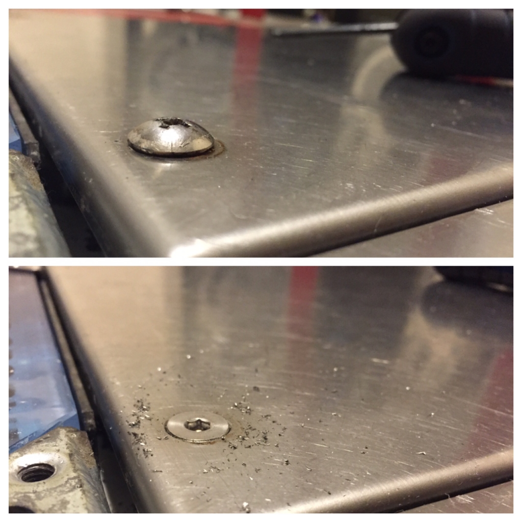 Before and after countersinking. Much better.