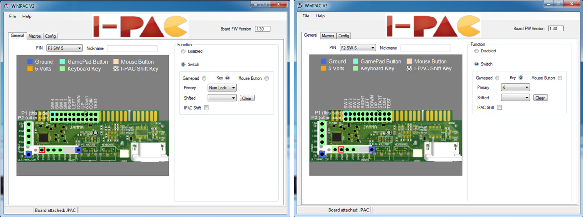 P1 and P2 settings